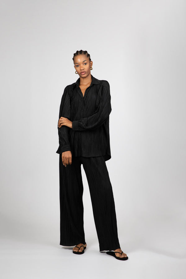 The Plissé Pants in Raven